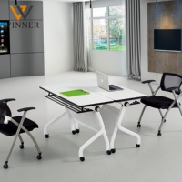 Table d'entraînement pliante moderne en bois pour salle de classe et bureau à domicile, avec roulettes portables