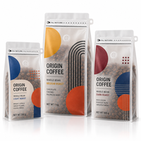 Sacs à café personnalisés refermables en PE transparent mat avec valve, trou de suspension personnalisé, fermeture éclair anti-humidité