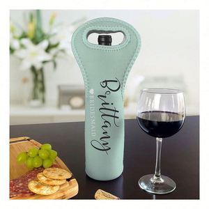 Sac cadeau personnalisé pour vin en néoprène par sublimation, porte-bouteille de vin 750 ml vierge, nom personnalisé avec titre de mariage - Product Image 1