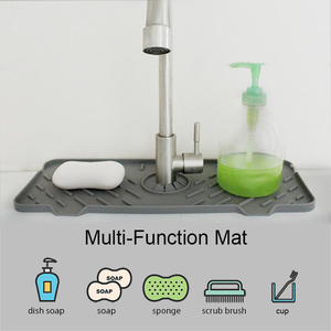 Tapis de protection anti-éclaboussures en silicone pour robinet d'évier de cuisine et tapis de drainage pour robinet de salle de bain, produit ménager à placer derrière le robinet - Product Image 4