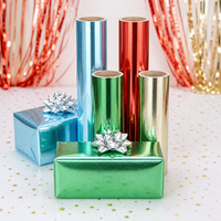 Papier d'emballage de luxe couleur unie métallique - Finition miroir brillante Or Argent Rouge Bleu Vert, Rouleau de papier cadeau en feuille métallique de qualité supérieure