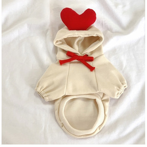 Heart Shaped Fleece Hoodie For Small Medium Large <b>Dogs</b> Autumn Winter Pet <b>Clothes</b> Cute Design Polyester Material - Product Image 4