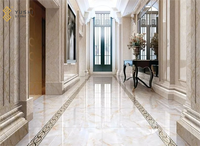 Dalle de marbre naturel beige poli YUSHI, grand design moderne, motif lotus, pour la décoration des sols et des murs d'hôtels