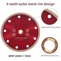 Disque de coupe diamanté ultra-mince industriel de 5 pouces, à haute vitesse, avec bord turbo et revêtement Ti, pour carrelage en porcelaine et granit