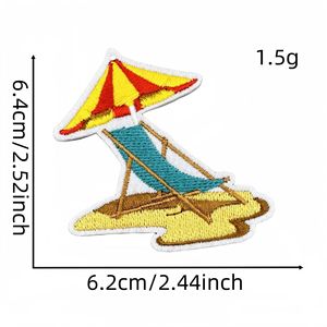 32 Pièces de Patchs Brodés Hawaïens d'Été, Motifs Plage Tropicale et Forêt Tropicale, Appliques Thermocollantes pour Guitare, Broderie Informatique pour Décoration de Vêtements - Product Image 3