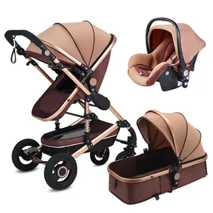 Coches Para Bebes. 3 en 1 Iron Alloy Frame Luxury Stroller Baby Pushchair Foldable Baby Stroller Pram 3 In 1 With Car Seat