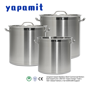 Pentole Professionali in Acciaio Inox Spazzolato per Zuppe e Brodi, Compatibili con Induzione e Gas, Varie Dimensioni per Ristoranti Commerciali - Product Image 1