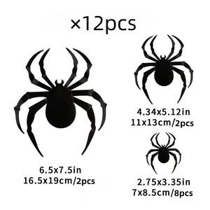 Decoración de Halloween, Adhesivos de Pared con Diseño de Murciélagos 3D, Suministros para Decoración de Fiestas, Adhesivos de Araña Negra para Ramo de Halloween - Product Image 6