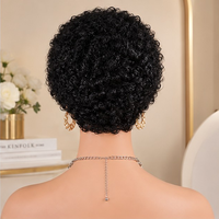 Perruques courtes sans colle en gros, cheveux vierges, perruques mécaniques bouclées Pixie, perruque naturelle en cheveux humains coupe Pixie