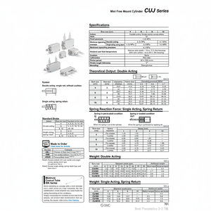 กระบอกเมาท์ฟรี SMC ขนาดเล็ก CDUJB8-10D ชิ้นส่วนนิวเมติก - Product Image 1