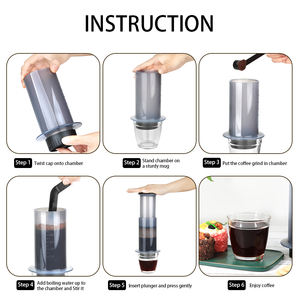 Utensilio para Preparar Café a Mano, <span class=keywords><strong>AeroPress</strong></span>, PP de Grado Alimenticio, 300 ml, Venta al por Mayor, <span class=keywords><strong>Cafetera</strong></span> <span class=keywords><strong>AeroPress</strong></span>, <span class=keywords><strong>Cafetera</strong></span> Americano - Product Image 4