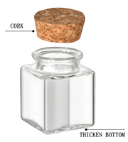 Pot en verre carré transparent de 50 ml, récipient alimentaire avec couvercle en liège pour biscuits, salades, gelées et gâteaux