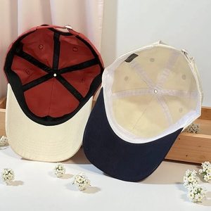 Casquettes de baseball non structurées à 6 panneaux bicolores en sergé 100 % coton avec logo brodé personnalisé, profil moyen, pour l'extérieur - Product Image 5