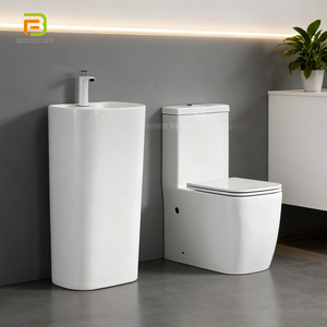 Lavabos de Pedestal Modernos para Exteriores, Lavabos de Cerámica para Baño, Lavabos de Columna, Lavabos Independientes - Product Image 2