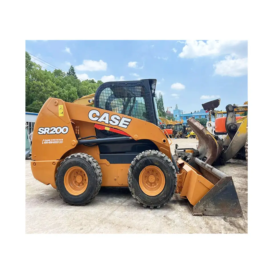 Usado Case SR200 Skid Steer Loader,Case Skid steer loader com balde de fixação vassoura para venda