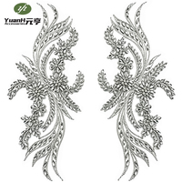 Appliques florales faites à la main de haute qualité, patchs thermocollants avec strass pour accessoires vestimentaires DIY