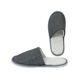 Chinelos Descartáveis de Linho Cinza de Luxo para Hotel com Logotipo Personalizado Antiderrapantes Embalados Individualmente Atacado - Product Image 1
