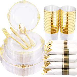 Vente chaude PS plastique dur or fournitures de fête jetables 33cm assiette <span class=keywords><strong>plat</strong></span> pour mariages et festivals à usage domestique - Product Image 2