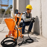 Pompa Sekrup Motor Brushless 220V Mobile, Penyemprot Mortar Elektrik Kontrol Digital, Mesin Semprot Semen Pasir All-in-one