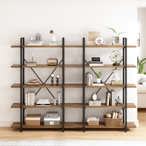 Grande Scaffale Rustico <span class=keywords><strong>in</strong></span> <span class=keywords><strong>Legno</strong></span> Massello di Cedro, Libreria Alta o Espositore <span class=keywords><strong>in</strong></span> Stile Vintage Industriale Moderno - Product Image 3