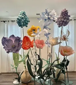 Amazon venda quente 2023 personalizado diâmetro organza papel de seda flor gigante free-standing para vitrine decoração do casamento
