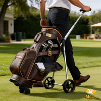 Sac de golf personnalisé avec fermeture éclair étanche, sac de golf professionnel premium en PU avec cadre externe et roulettes