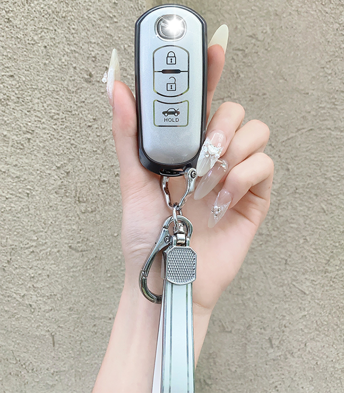 Type A 2 button cover+TPU keychain-Silver