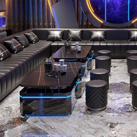 Nouveauté, meubles de bar élégants, bande lumineuse, ensembles de table basse à LED rougeoyante, table KTV en verre épais, boîtes de nuit en acier inoxydable