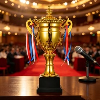 Trophée en métal doré de grande taille en gros, coupe personnalisée pour récompense sportive, trophée de compétition, souvenir, prix