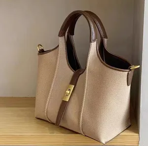 Fashion 2 Functions Tote Bag And Pouch With Strap Elegant Pu Leather Strap Canvas Tote Handbag For Women