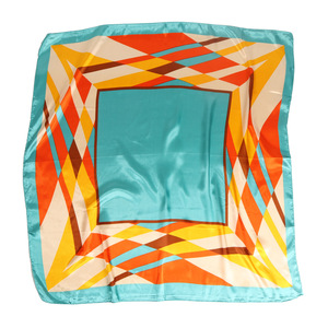 1PC Minimalist Geometric Cartoon Printed 90cm Satin <b>Square</b> <b>Scarf</b> for Women Women's - Product Image 1