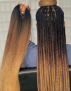 Estensione dei capelli intrecciati Jumbo di colore sintetico Ombre 24-82 pollici logo personalizzato scatola all'uncinetto treccia Bulk capelli intrecciati Pre allungati - Product Image 2