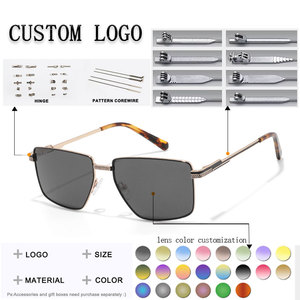Lunettes de soleil rectangulaires en métal, monture intégrale, teinte bleue, protection UV400, unisexe, pour l'extérieur, style mode - Product Image 2