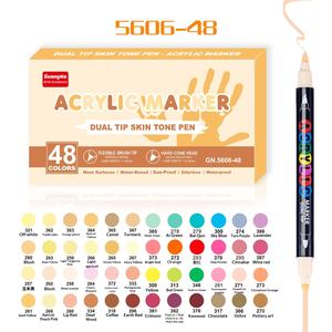 広納5606スキンカラー両端アクリルマーカー ソフト/ハードチップ 48色 透けにくい重ね塗り可能DIYアートマーカー - Product Image 6