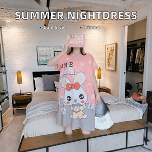 DDP estate Plus Size camicie da notte Casual manica corta Cartoon <span class=keywords><strong>pigiama</strong></span> di grandi dimensioni in maglia <span class=keywords><strong>pigiama</strong></span> da notte da <span class=keywords><strong>donna</strong></span> - Product Image 2