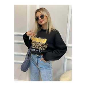 Sweat-shirt imprimé Strong Femme à col rond pour femme, épaules tombantes, 100 % coton, imprimé foil, tricoté - Product Image 1