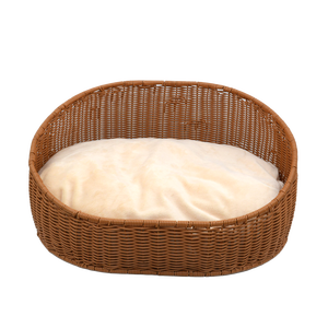 2023 düşük fiyat toptan el dokuma plastik söğüt pet ev yatak sepeti & pet kafesleri & pet yatak yastık ile - Product Image 3