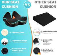Coussin de soulagement de la douleur du coccyx, en mousse à mémoire de forme orthopédique respirante, housse lavable pour chaise de bureau