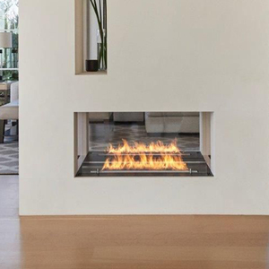 Cheminée à éthanol encastrée en acier linéaire moderne, best-seller, écologique, pour la décoration intérieure des hôtels - Product Image 3