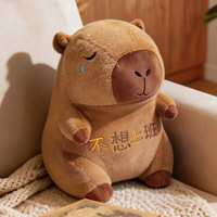 Coussin en peluche Capybara avec message « Je ne veux pas travailler »