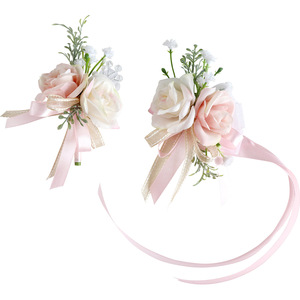 Ensemble corsage de poignet et boutonnière en soie, roses artificielles écologiques et imperméables pour mariée, demoiselle d'honneur, mariage, fête, bal de promo - Product Image 5