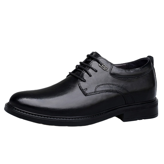 High Quality Cow Leather Men's Elevator Shoes Comfortable and Height Increasing for Formal Weddings Big Size with Mesh Lining
