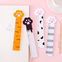 Marque-page en bois écologique de 19,3 cm, motif patte de chat, mignon, peint, épaisseur 3 mm, outil scolaire pour enfants
