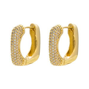 Aros Chapados en Oro de 18K con Incrustaciones de Diamantes Microincrustados, Diseño Geométrico, Estilo de Lujo Ligero para Aniversario - Product Image 5