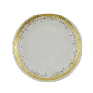 Assiette de présentation en porcelaine haut de gamme, écologique, à motif, avec dentelle dorée, pour entrée et mariage, en céramique, pour usage domestique, vente en gros - Product Image 4