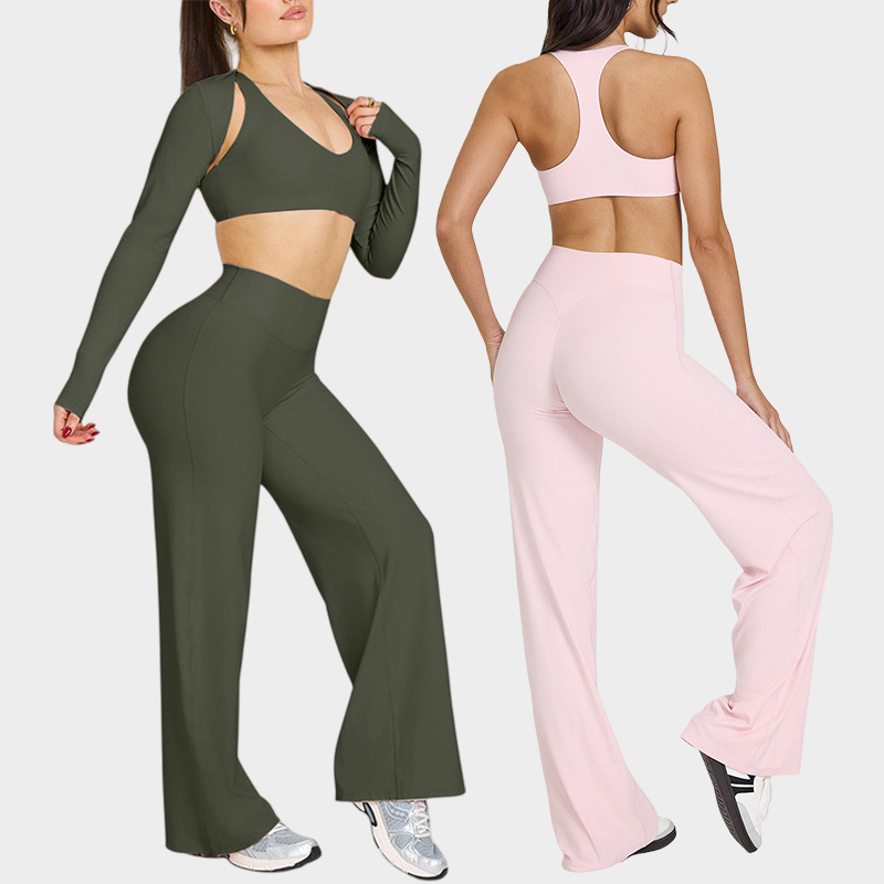 Sportswear Wholesale Slim Fit Sports Clothes Yoga Set Running Fitness Wear Women Crop Top Bra and Leggings 3 Piece Sets