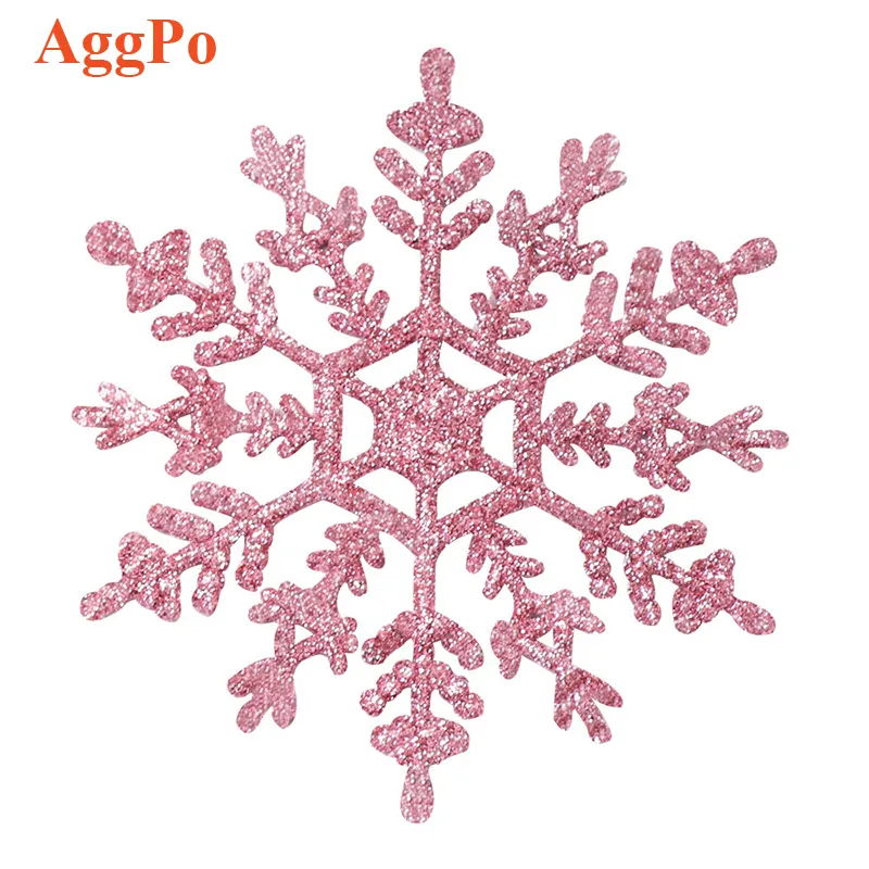 Christmas decorative snowflake 12cm diameter plastic solid color dusted snowflake Christmas tree decoration hanging accessories
