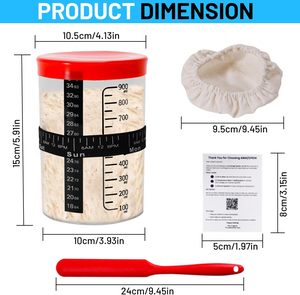 Sourdough Starter Kit (5 Pieces) Eco-Friendly <b>Silicone</b> Bread Proofing Basket & Starter Jar Making Supplies <b>Tool</b> - Product Image 2
