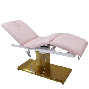 pink Waxing Lash <b>Bed</b> Gold Base Massage Tables Modern Style Facial <b>Bed</b> for Beauty Salon - Product Image 1