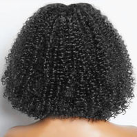 Perruques Bob Courtes Bouclées Kinky de Luxe Vietnamiennes 5*5 en Dentelle Cheveux Humains Remy Texture Naturelle Taille Moyenne Transparentes Sans Colle 210% Toutes Tailles